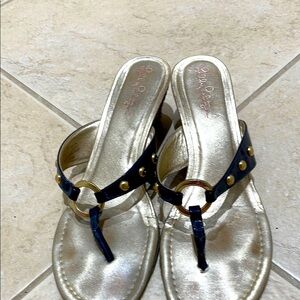 Lilly Pulitzer Gold and Blue Sandals with Elegant Design
